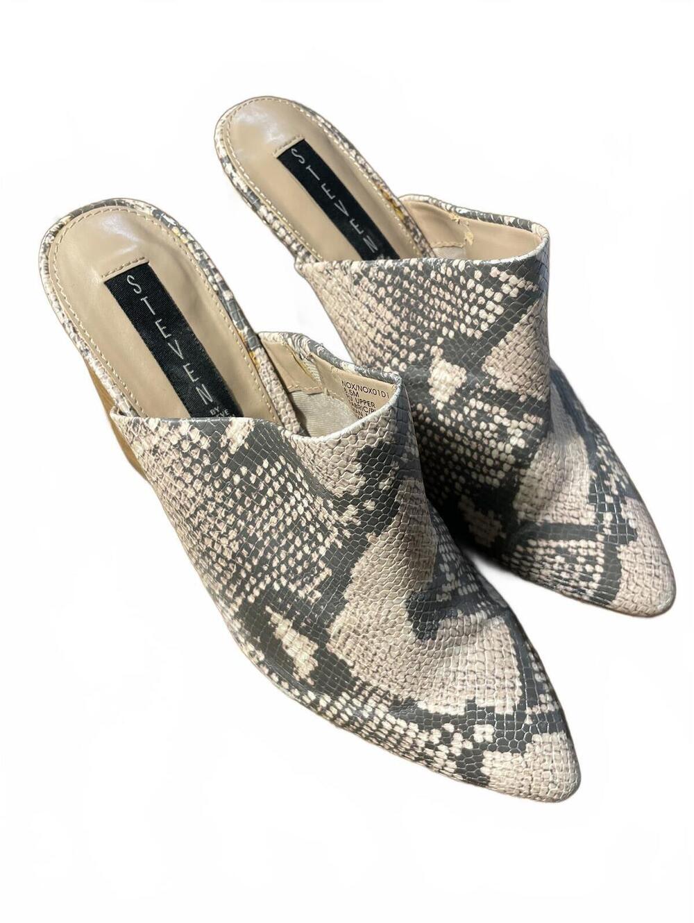 Steve Madden Block Heel Mules Shoes Women's 8.5 Snake Print - Picture 6 of 9